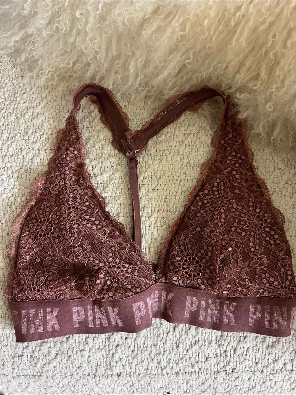 PINK Victoria's Secret Lace Bralette in Mauve Rose